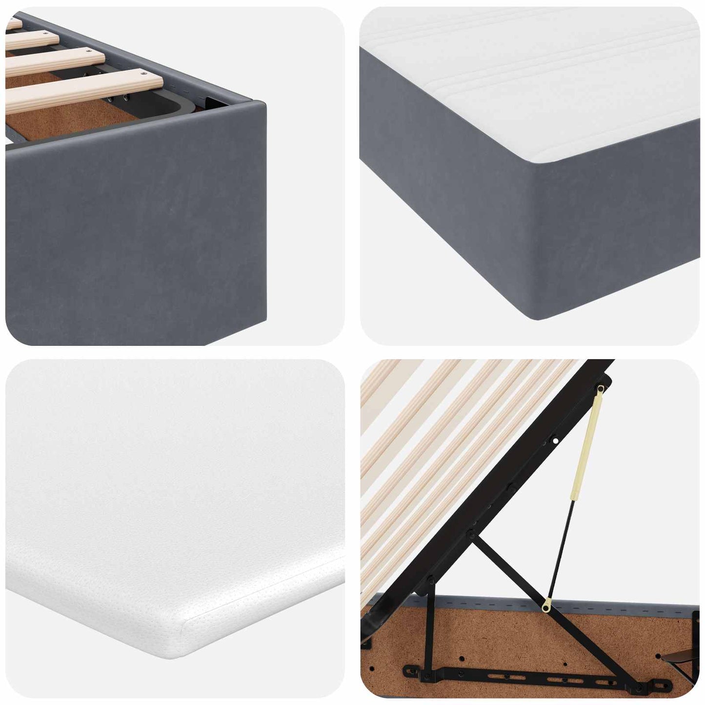 Letto con contenitore e materasso Grigio scuro 200 x 200 cm | homemem39
