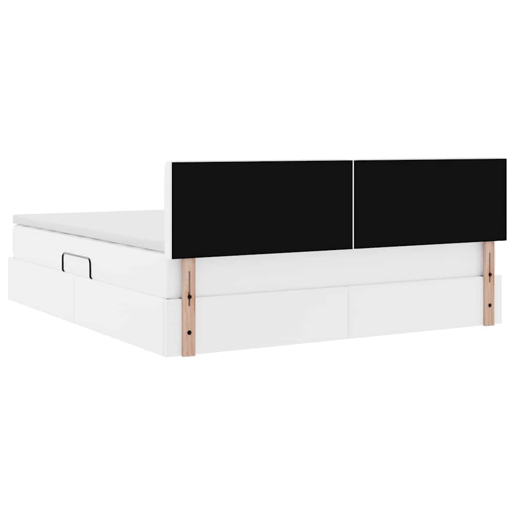 Letto con contenitore e materasso Bianco Puro 180 x 200 cm