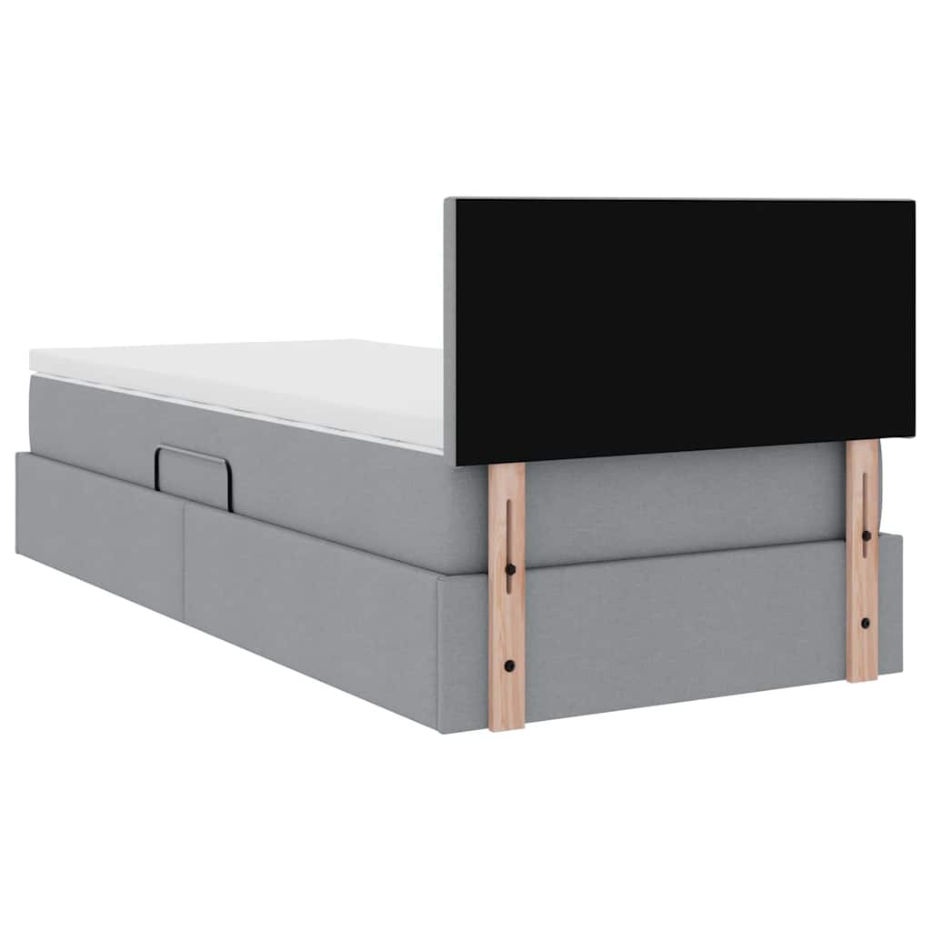 Letto con contenitore e materasso Grigio chiaro 90 x 200 cm