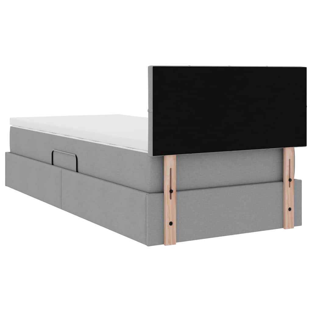 Letto con contenitore e materasso Grigio chiaro 90 x 190 cm