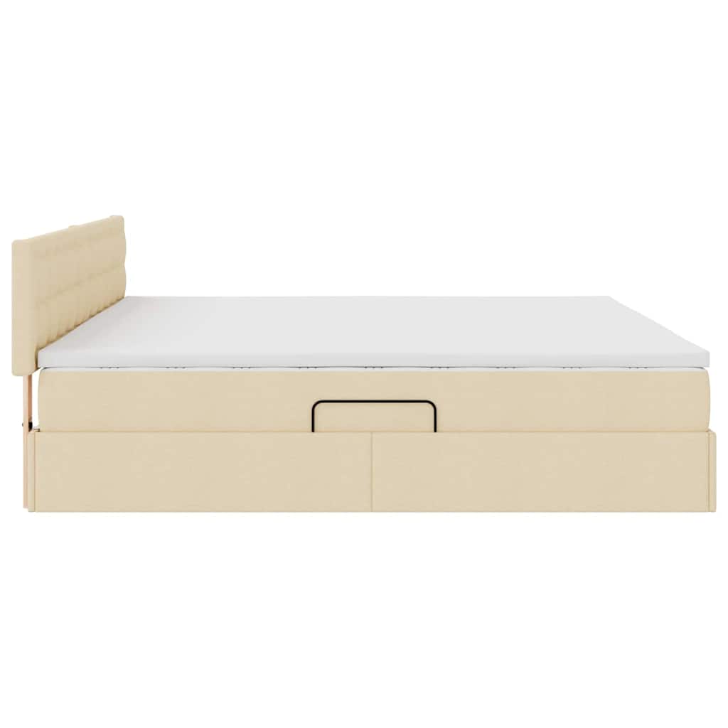 Letto con contenitore e materasso Crema 200 x 200 cm