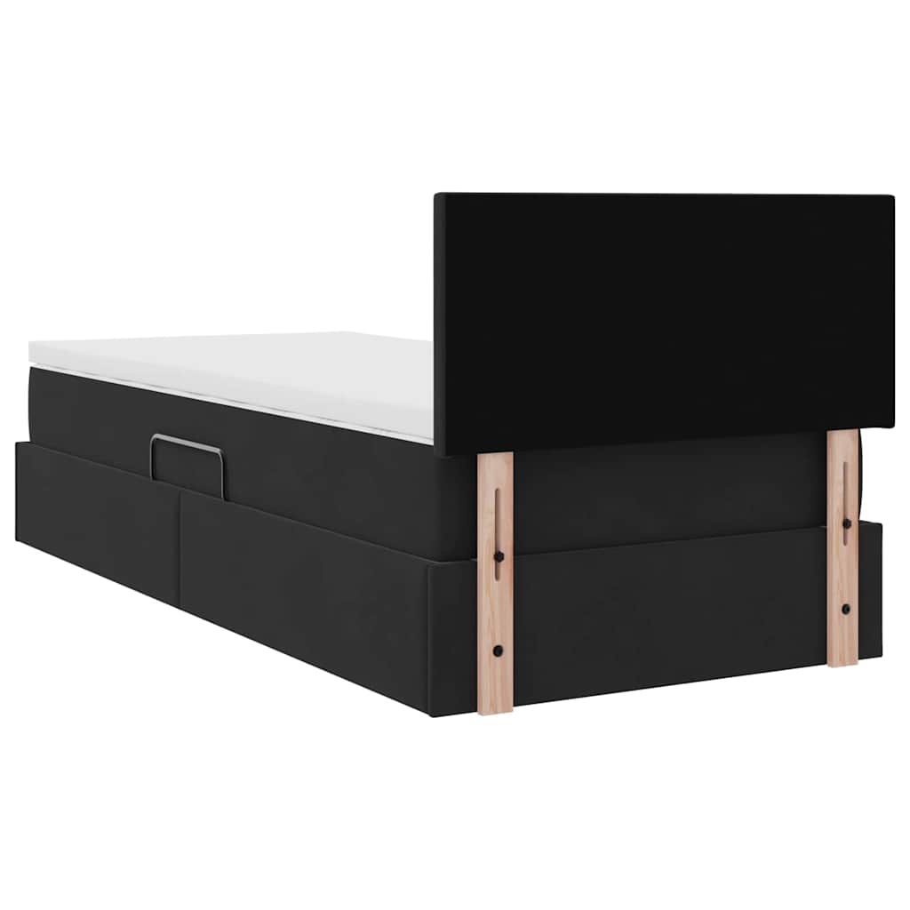 Letto con Contenitore con materasso Nero 90 x 190 cm Velluto