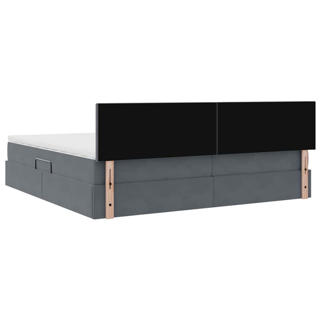 Letto con Contenitore Grigio scuro 200 x 200 cm Velluto