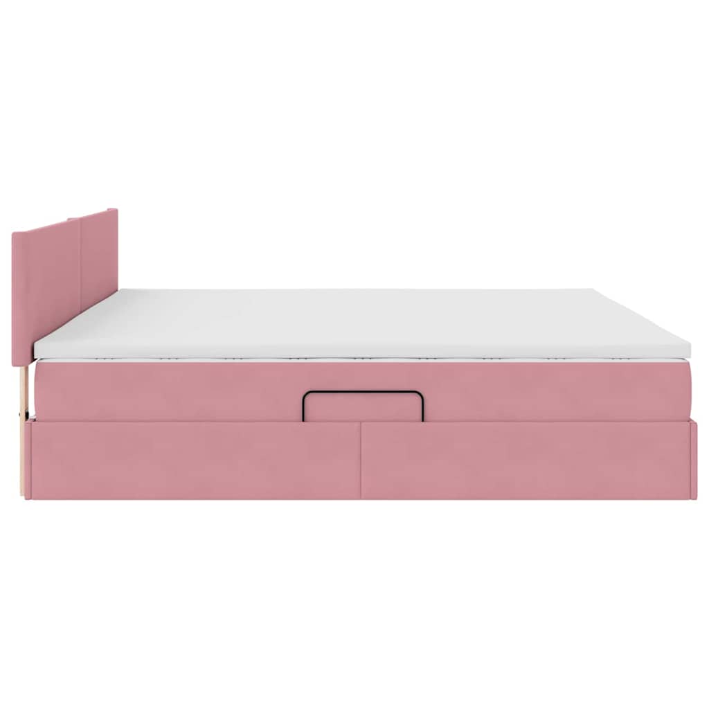 Letto con Contenitore con materasso Rosa 200 x 200 cm Velluto