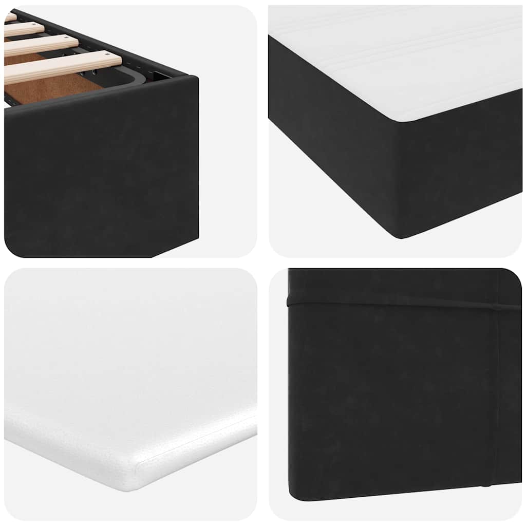 Letto con Contenitore con materasso Nero 200 x 200 cm Velluto