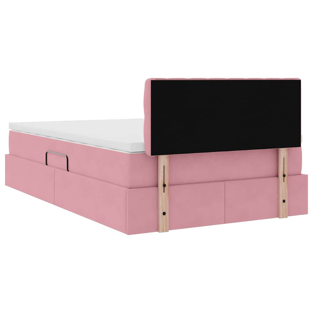 Letto con Contenitore con materasso Rosa 120 x 200 cm Velluto