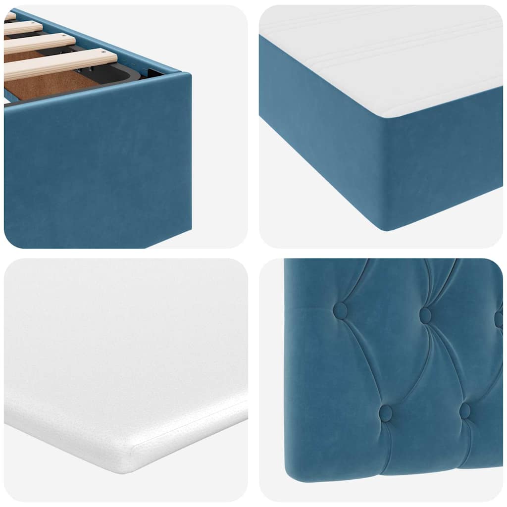 Letto con Contenitore Blu Scuro 200 x 200 cm Velluto