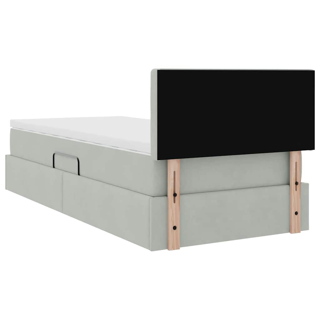 Letto con Contenitore Grigio chiaro 100 x 200 cm Velluto