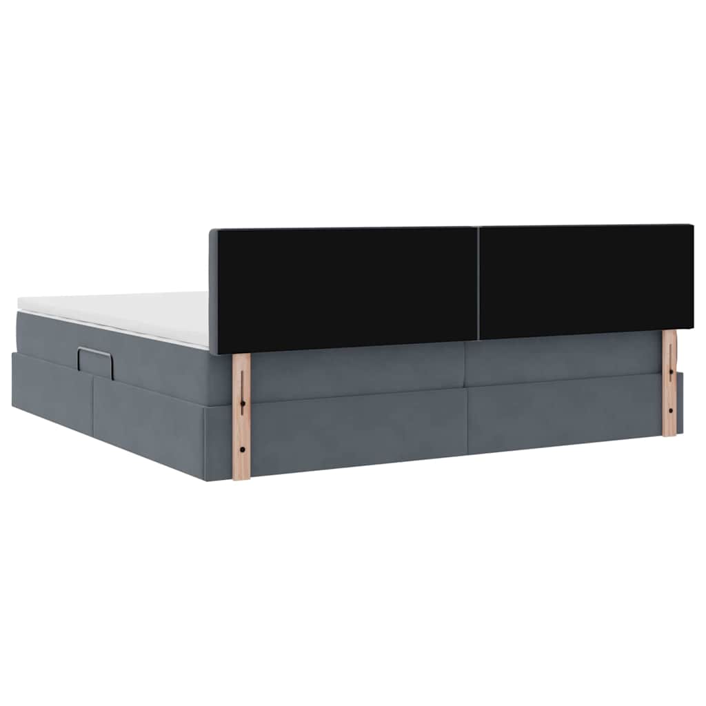 Letto con Contenitore Grigio scuro 200 x 200 cm Velluto | homemem39