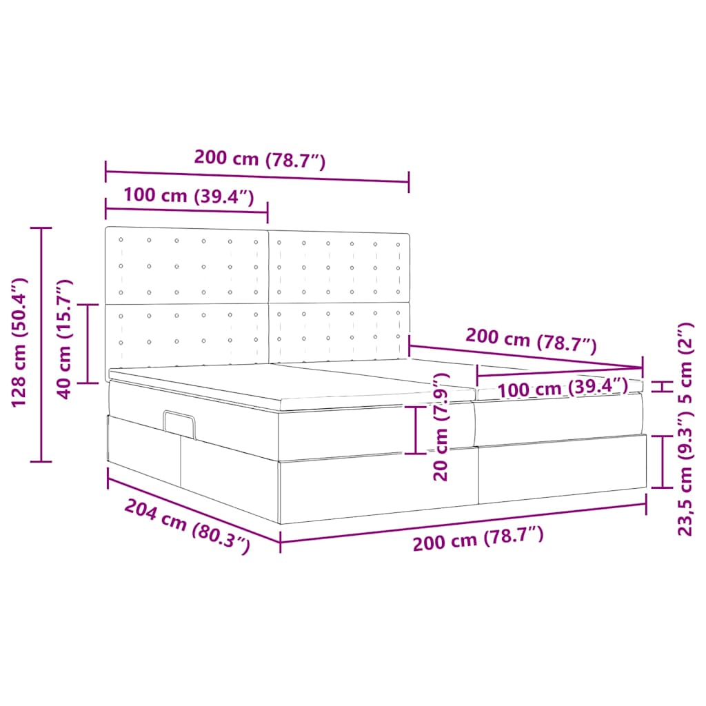 Letto con Contenitore con testiera Blu 200 x 200 cm Tessuto | homemem39