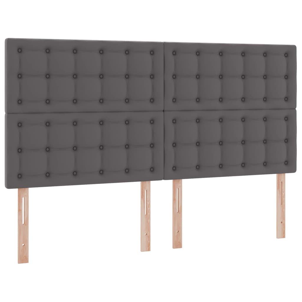 Letto con contenitore e LED Grigio 180 x 200 cm Pelle Sintetica