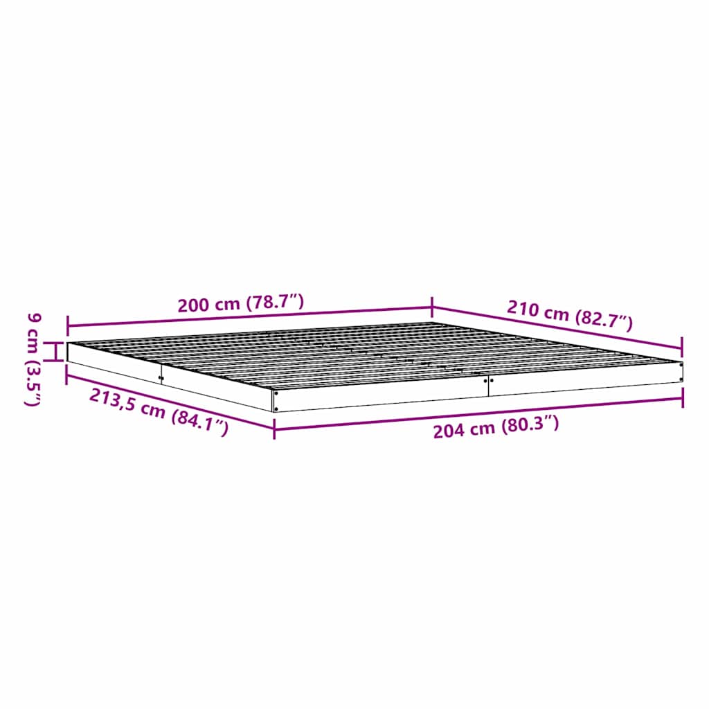 Struttura letto a pavimento Naturale 213,5 x 204 x 9 cm | homemem39