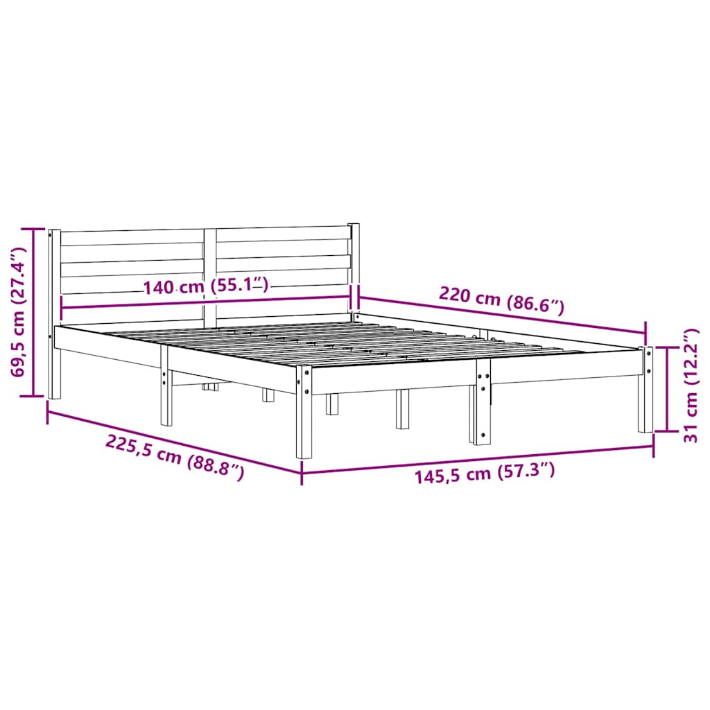 Struttura del letto Marrone 225,5 x 145,5 x 69,5 cm | homemem39