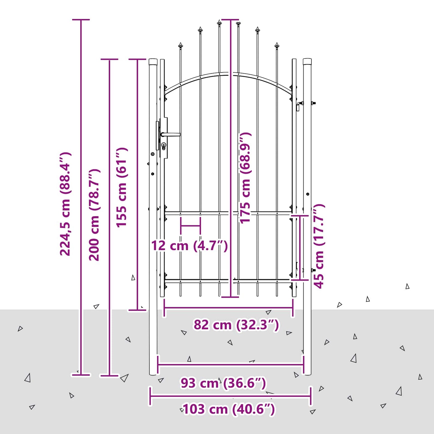 Cancello da giardino Woerden Grigio 175 x 100 cm Acciaio | homemem39