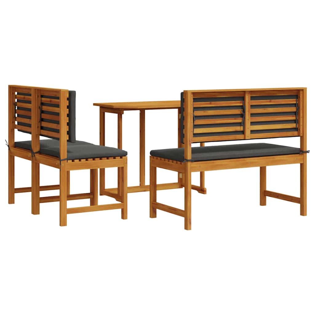 Set Bistro da Giardino 3 pcs Marrone Legno di Acacia Massello