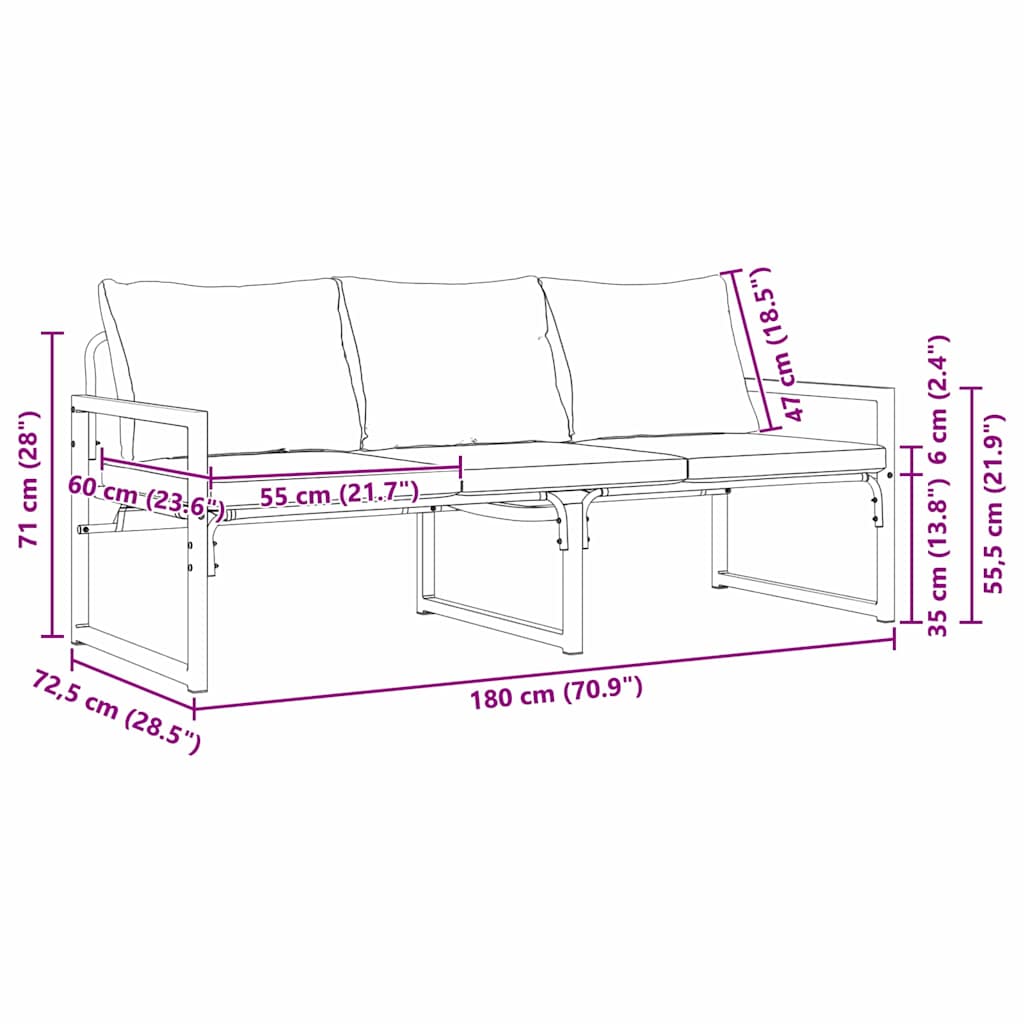 Arredamento da Giardino Grigio chiaro 180 x 72,5 x 71 cm