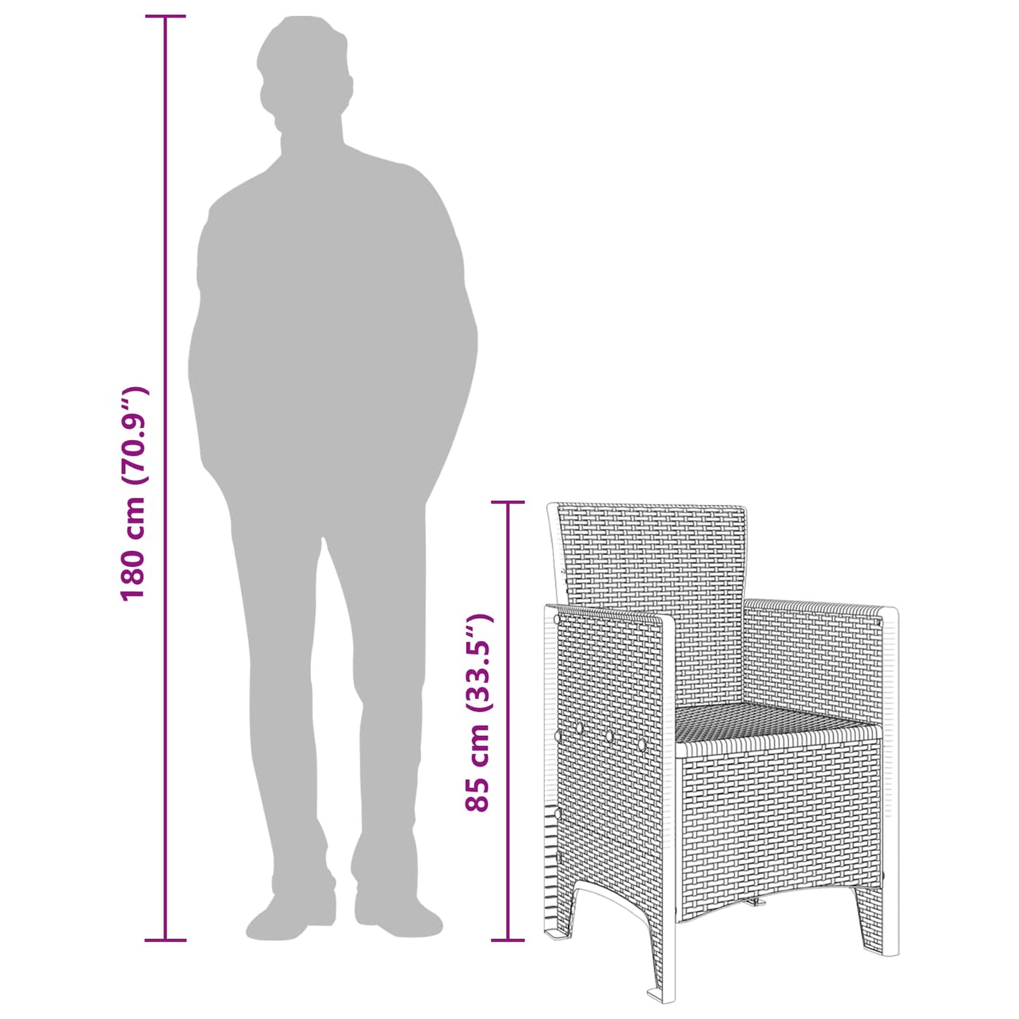 Sedia da Giardino 2 pcs Antracite 53 x 49 x 85 cm Polipropilene