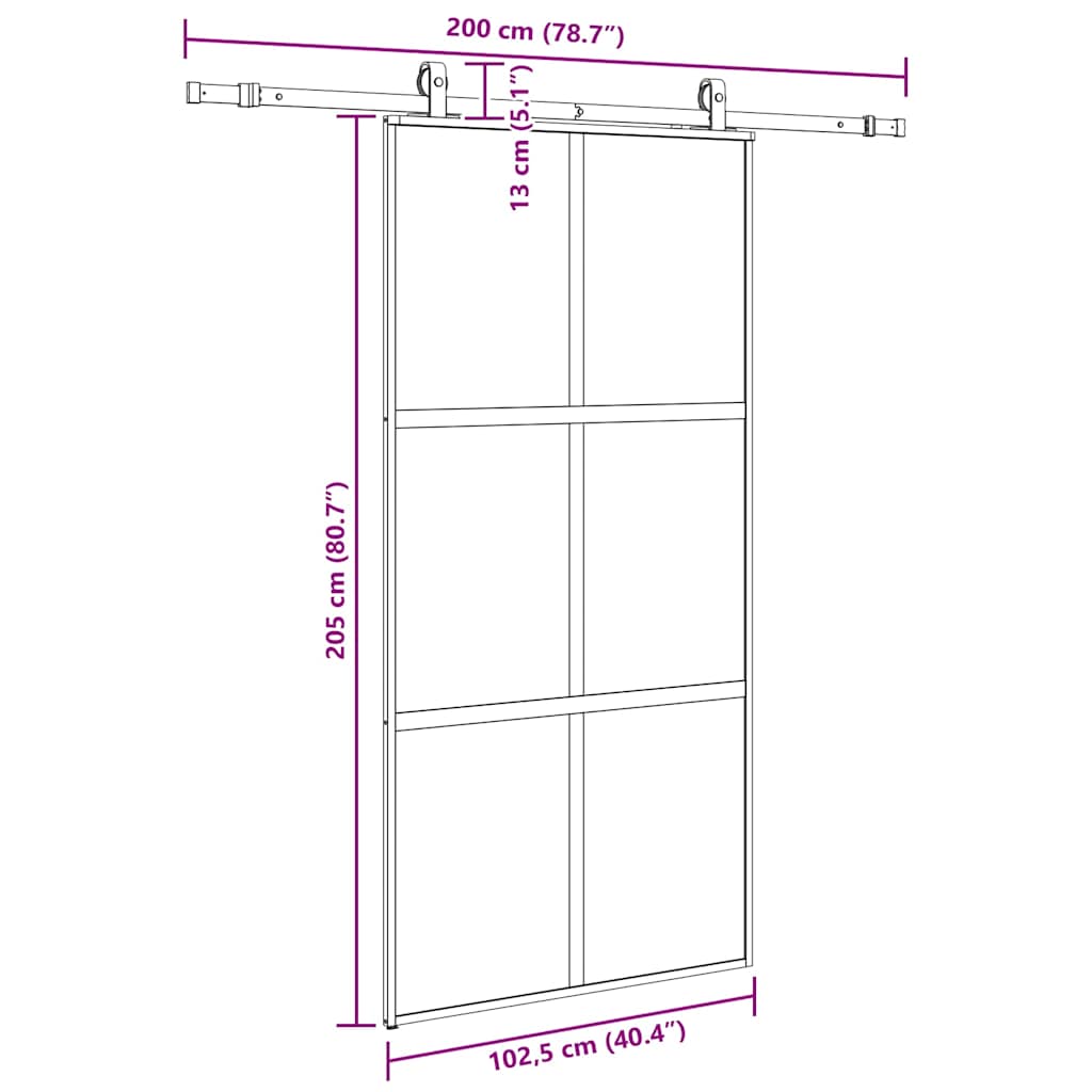 Porta Scorrevole Ferramenta Nera 102,5x205 cm Vetro Temperato | homemem39