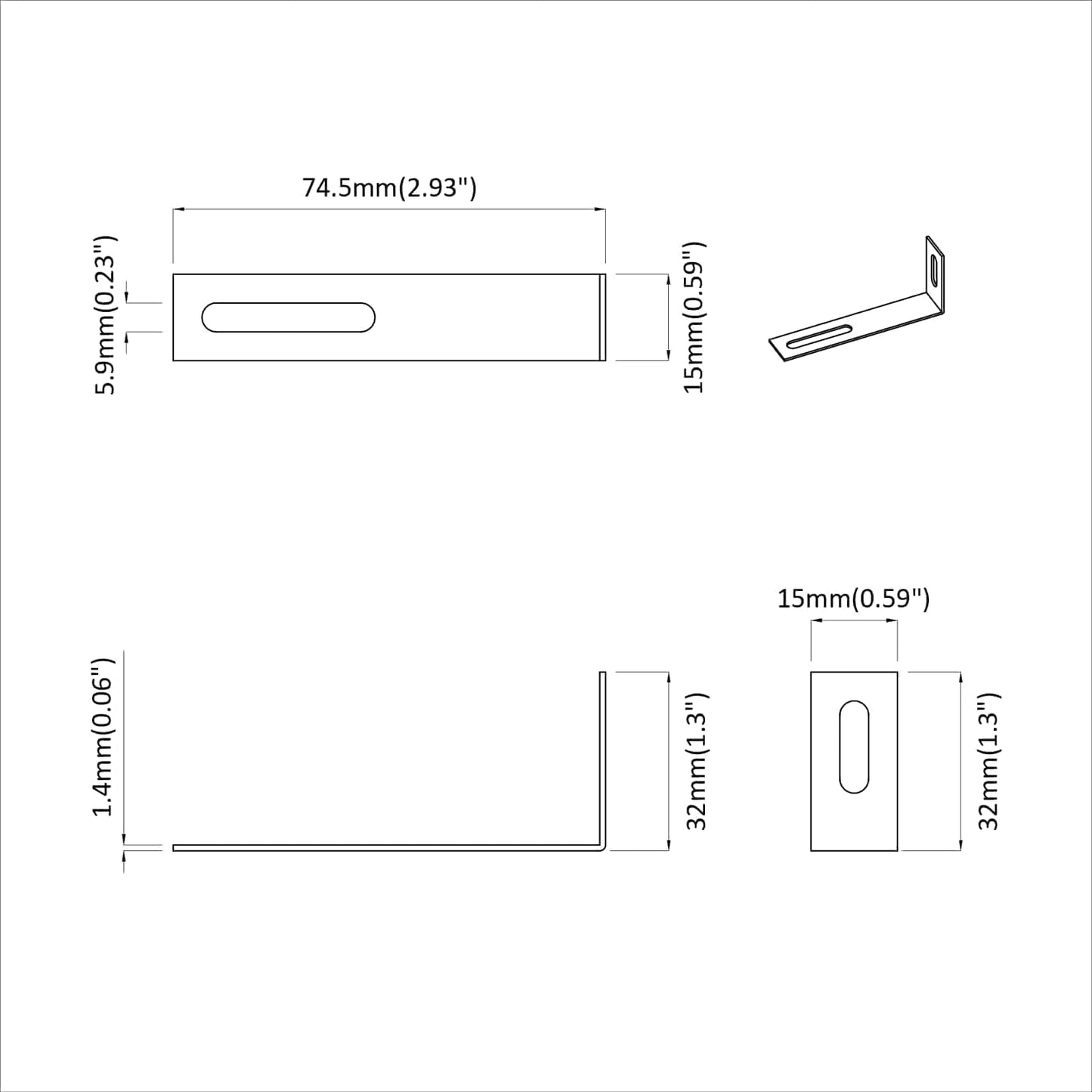 Supporto Anti Ribaltamento 2 pcs Argento 74,5 x 15 x 32 mm