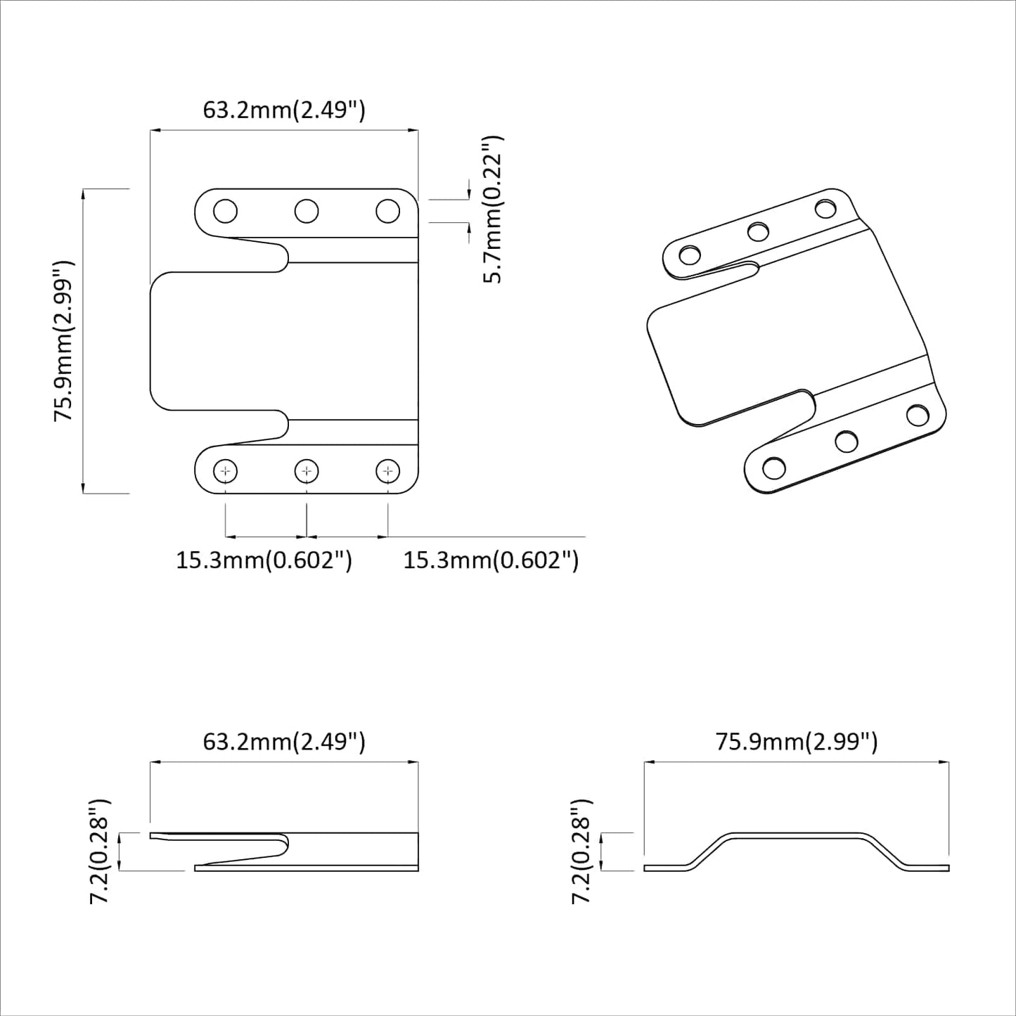 Staffa di Montaggio Flush 419 pcs Argento 75 x 66 x 1,4 mm | homemem39