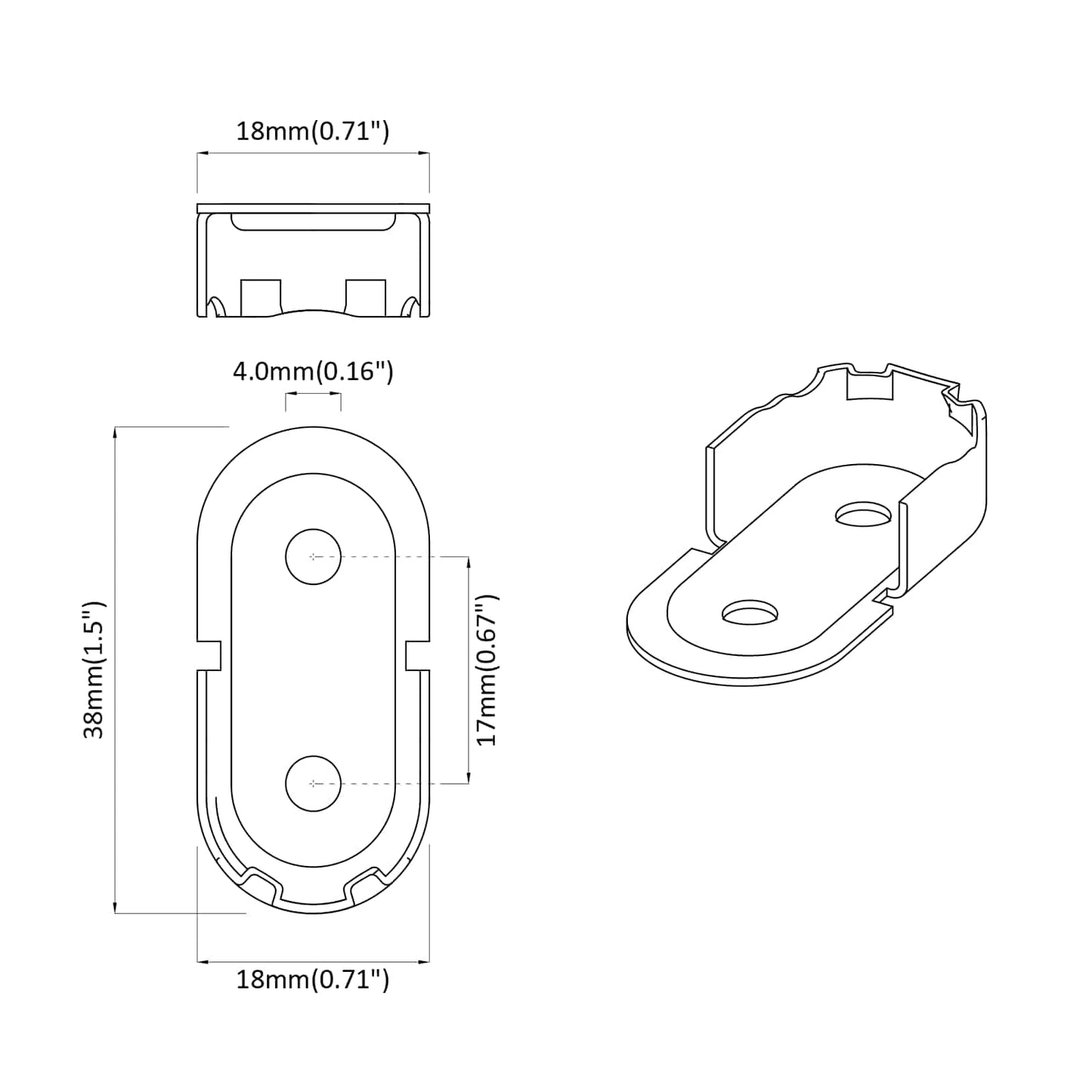 Braccio per asta dell'armadio 2 pcs Zinco Bianco Ferro
