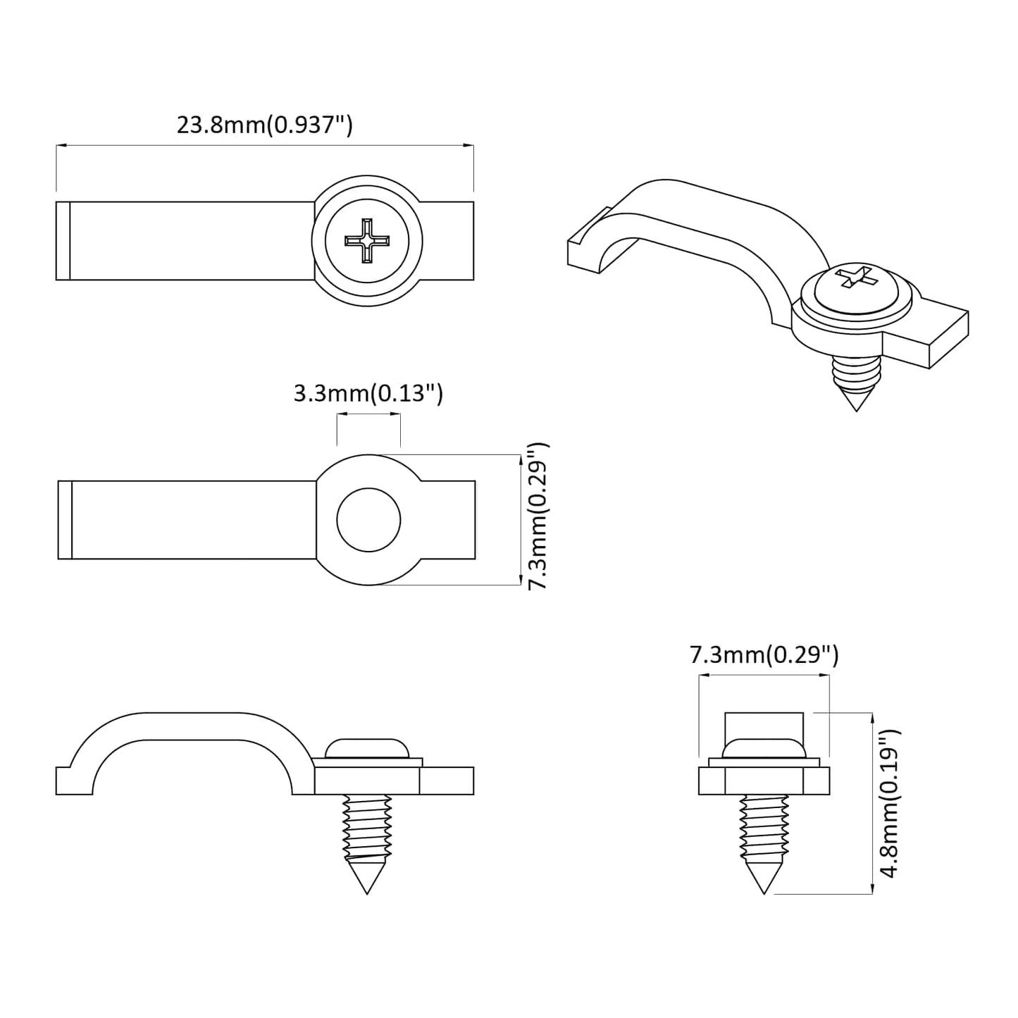 Clip per Striscia LED 23,8 mm 12 pcs Trasparente