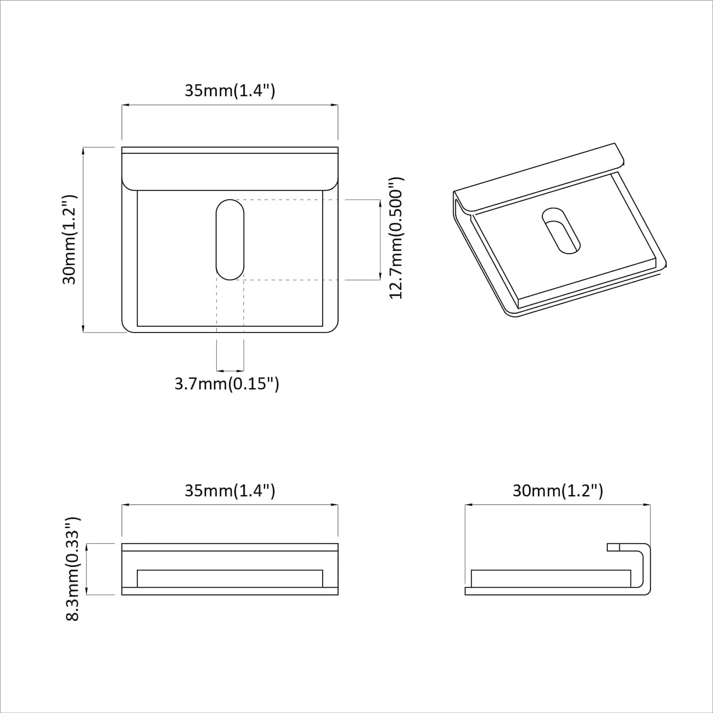 Supporto per Specchio 340 pcs Nichel 35 x 30 x 8,3 mm Acciaio