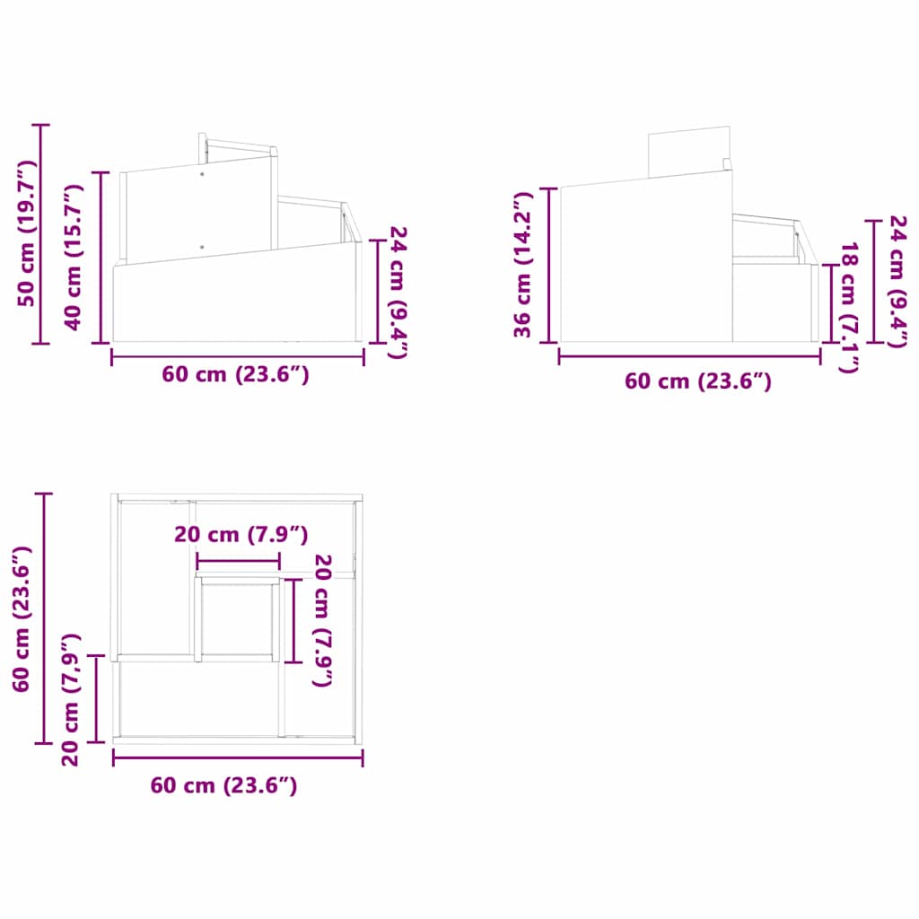 Vaso da giardino Antracite 60 x 60 x 50 cm | homemem39