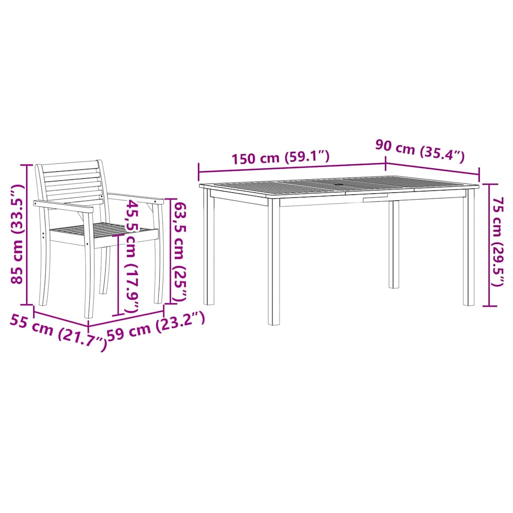 Set da Pranzo per Giardino 5 pcs Marrone - homemem39