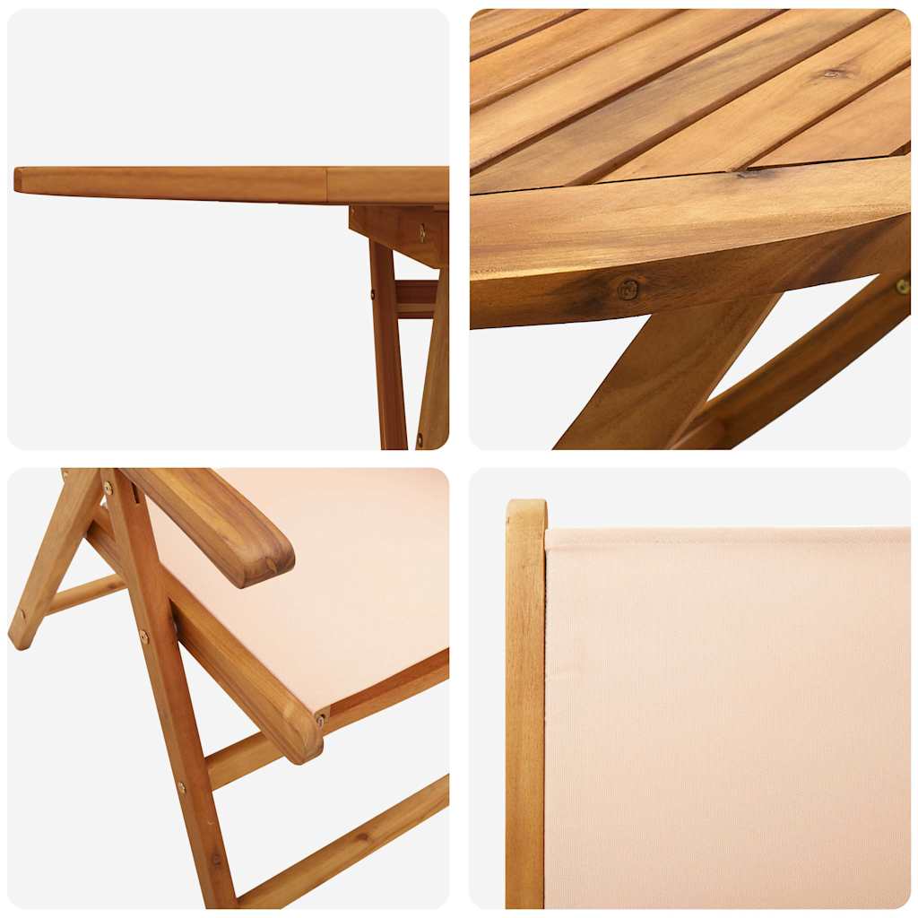 Set da Pranzo per Giardino 5 pcs Beige Legno di Acacia Massello