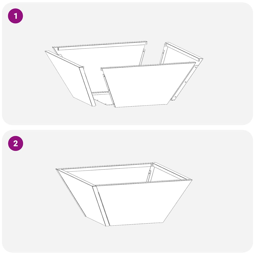 Vaso da giardino Nero 35 x 35 x 15 cm Acciaio laminato a freddo