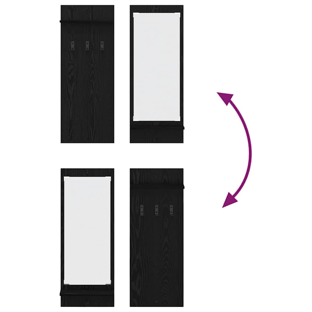 Appendiabiti a muro con lo scaffale Rovere Nero 70 x 10 x 90 cm