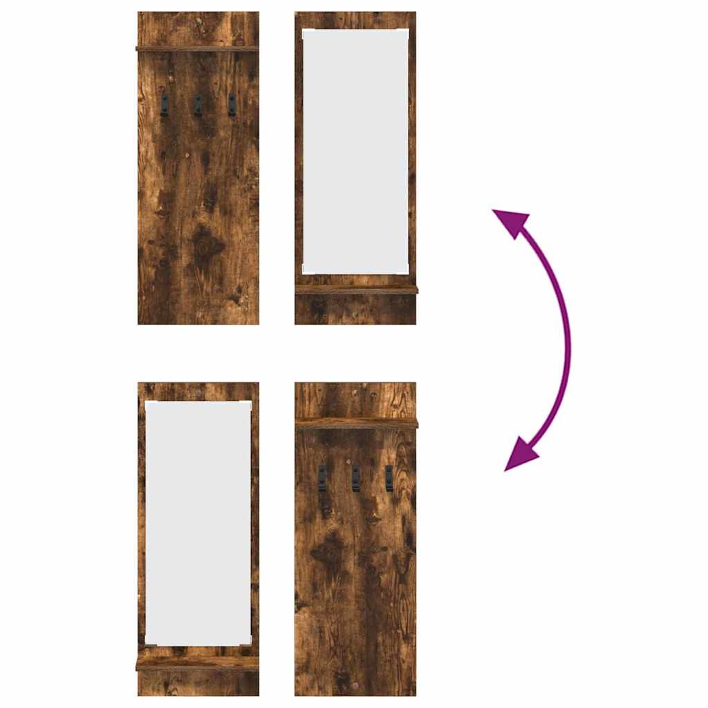 Appendiabiti a muro con lo scaffale Rovere fumé 70 x 10 x 90 cm