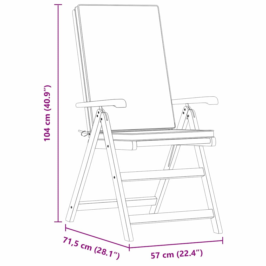 Sedia da Giardino 8 pcs Marrone e bianco 57 x 71.5 x 104 cm