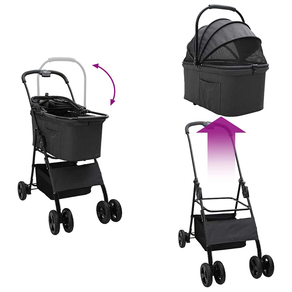 Passeggino pieghevole per animali Nero 81 x 47 x 99 cm - homemem39