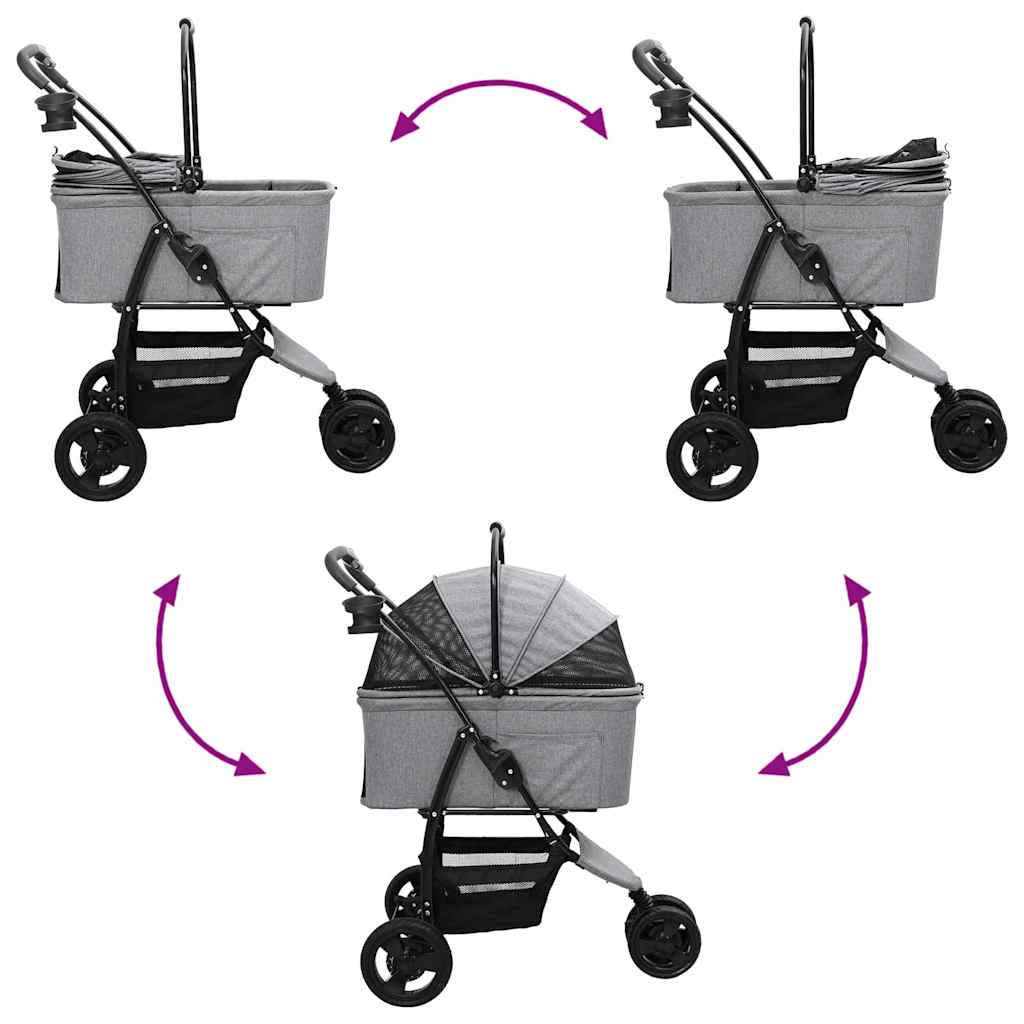 Passeggino pieghevole per animali Grigio 78 x 54 x 101 cm | homemem39