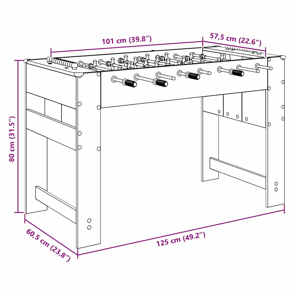 Tavolo da Foosball Rovere Nero 125 x 60,5 x 80 cm