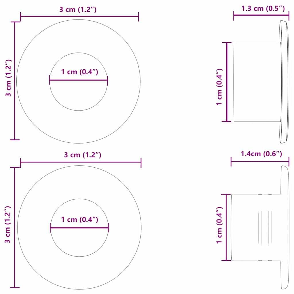 Tappi per tavolo da calciobalilla 10 pcs Nero 3 x 3 x 1,4 cm | homemem39