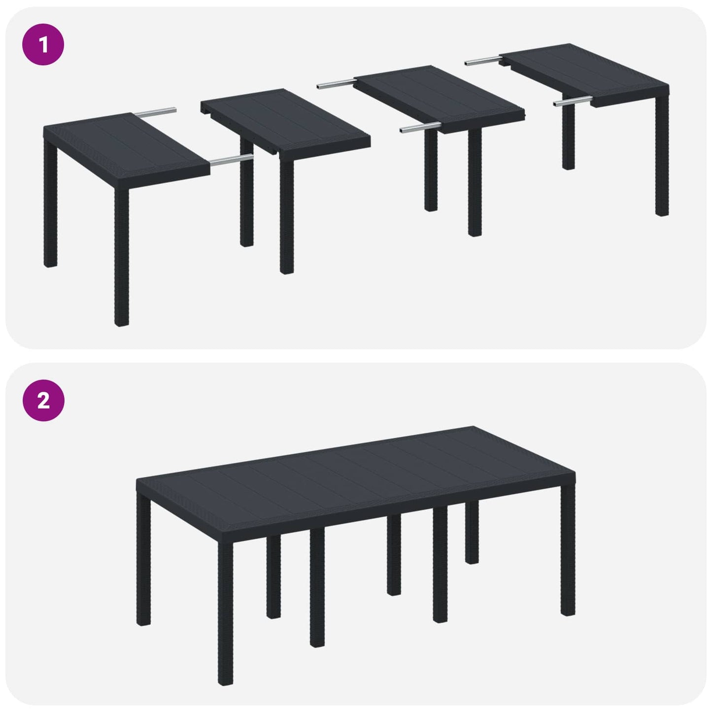 Set da Pranzo per Giardino 9 pcs Antracite Polipropilene