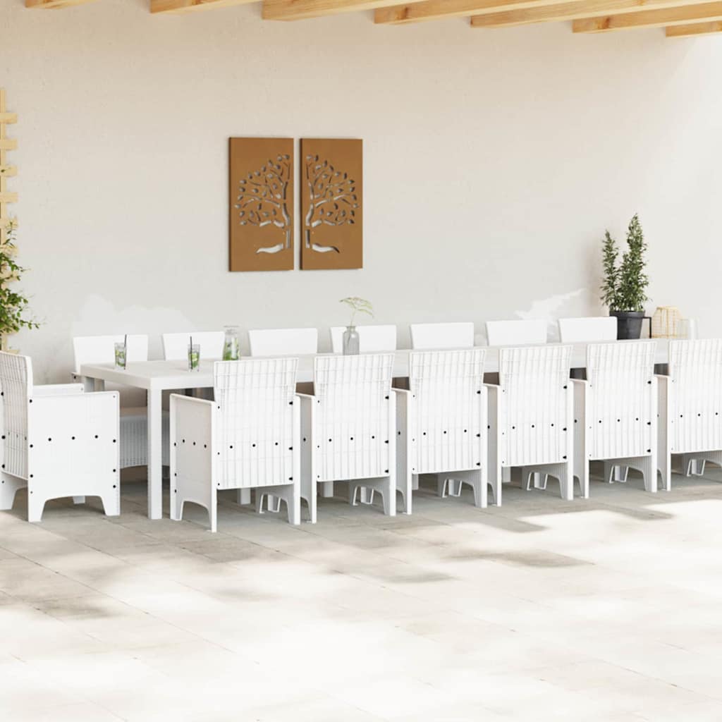 Set da pranzo da giardino con cuscini 17 pz Bianco PP - homemem39