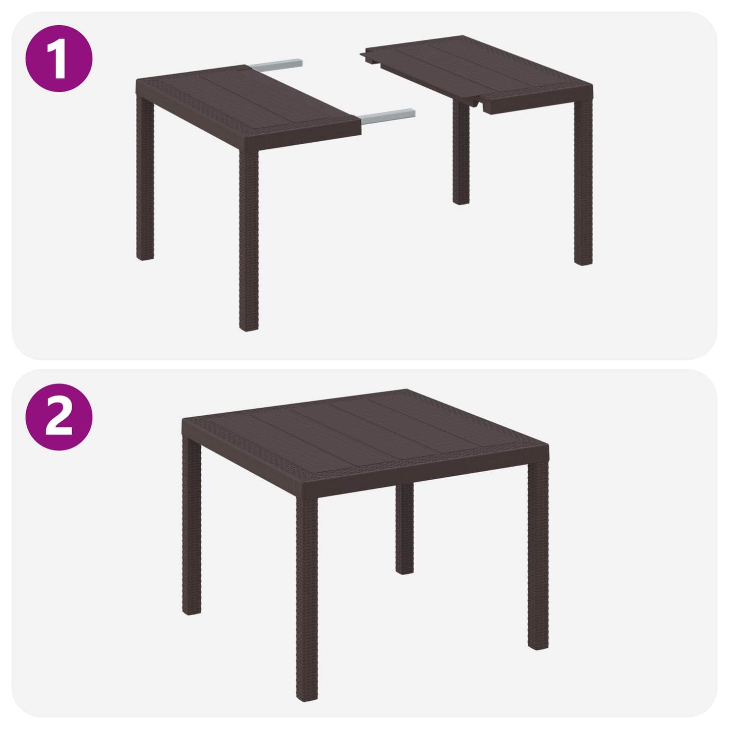 Set da Pranzo per Giardino 3 pz Marrone Polipropilene | homemem39