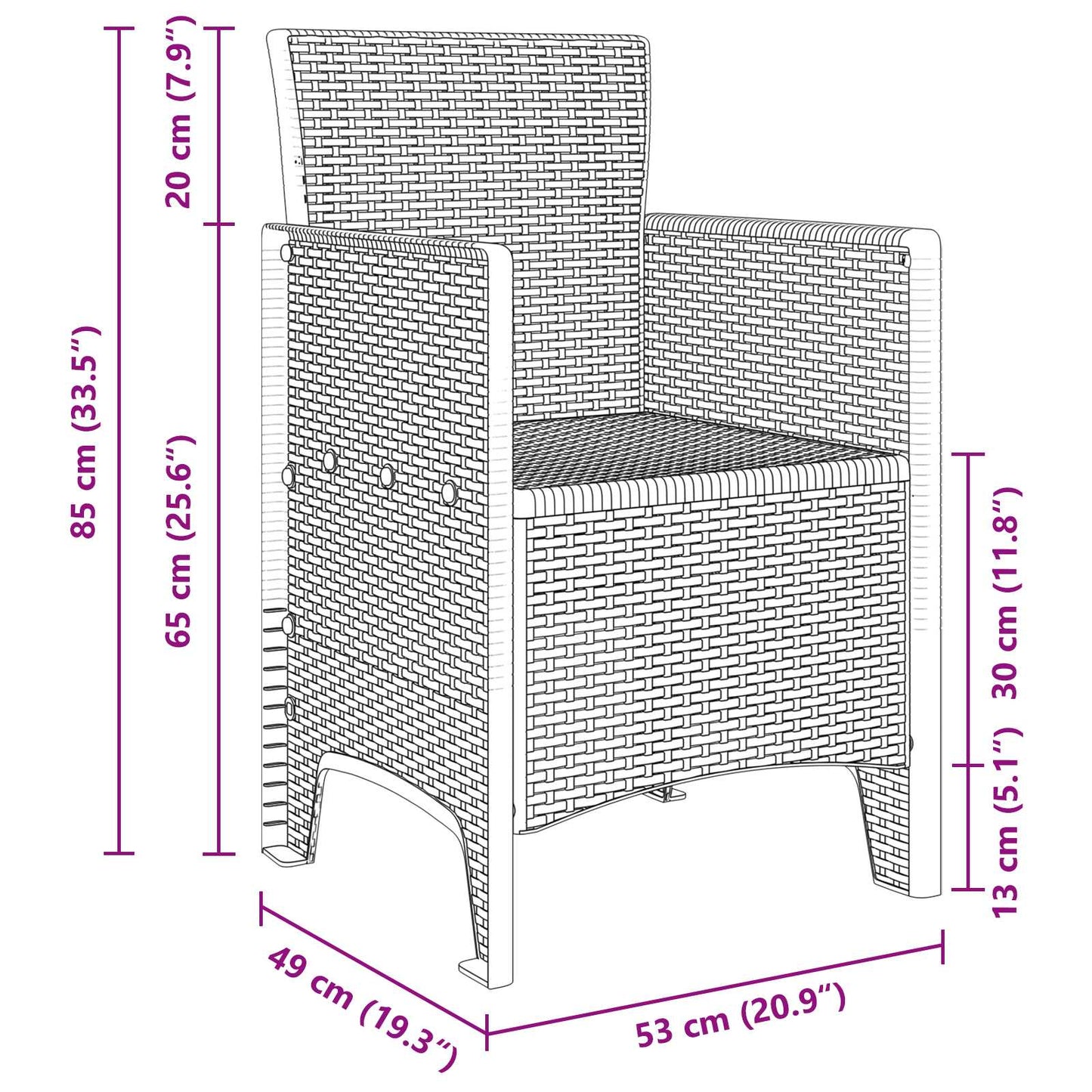Set da Pranzo per Giardino 3 pz Marrone Polipropilene | homemem39