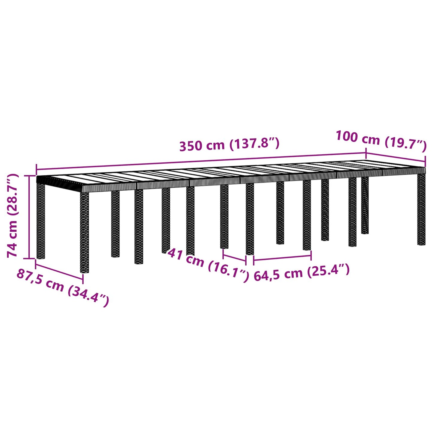 Set da Pranzo per Giardino 13 pcs Marrone Rattan Polt | homemem39