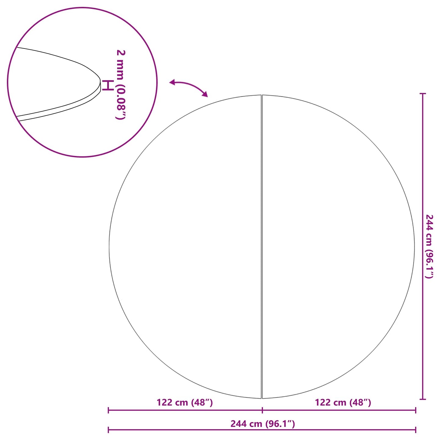 Telo per Fondo Piscina Nero Ø 244 cm Tessuto Non Tessuto | homemem39