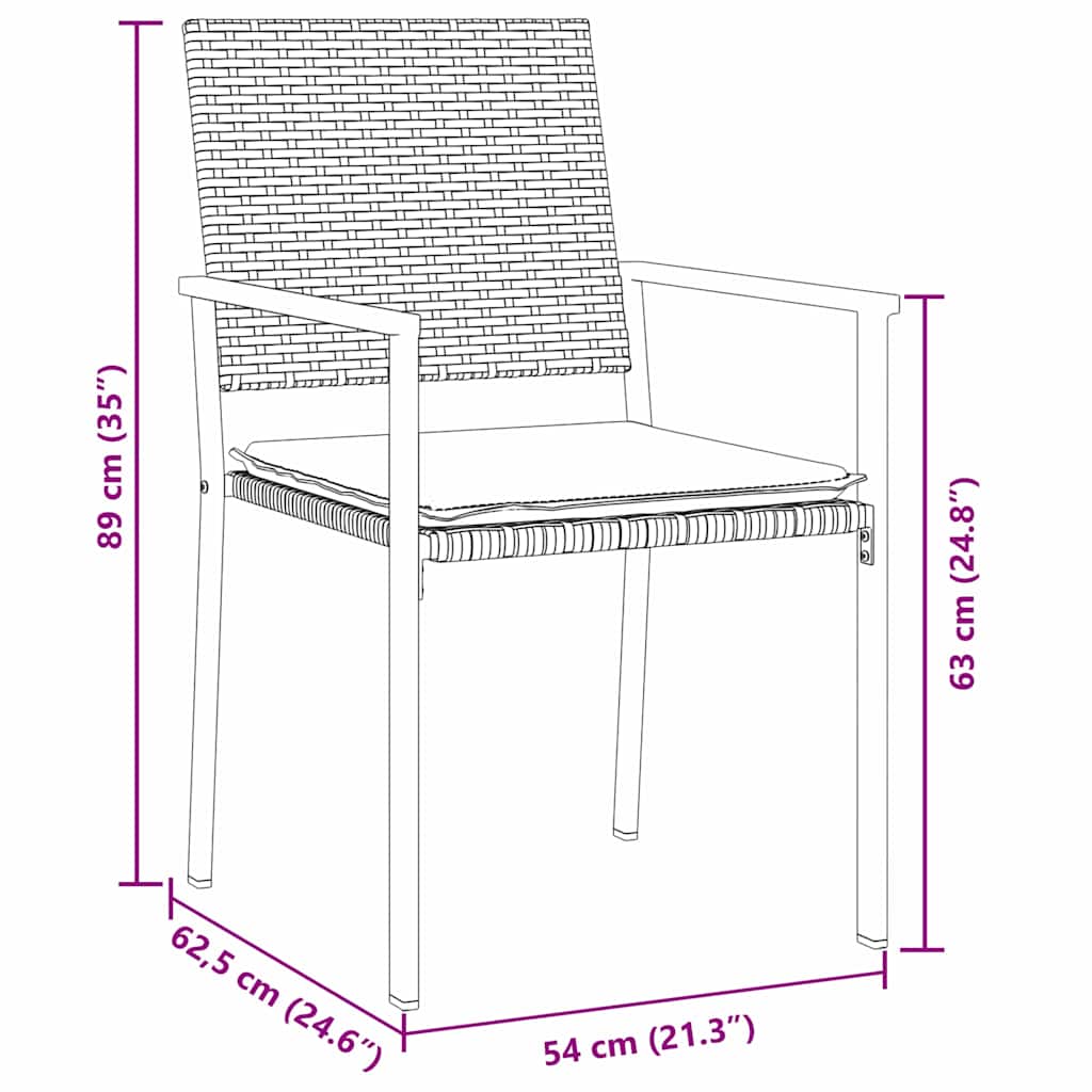Set da Pranzo per Giardino 3 pcs Nero Poly Rattan - homemem39
