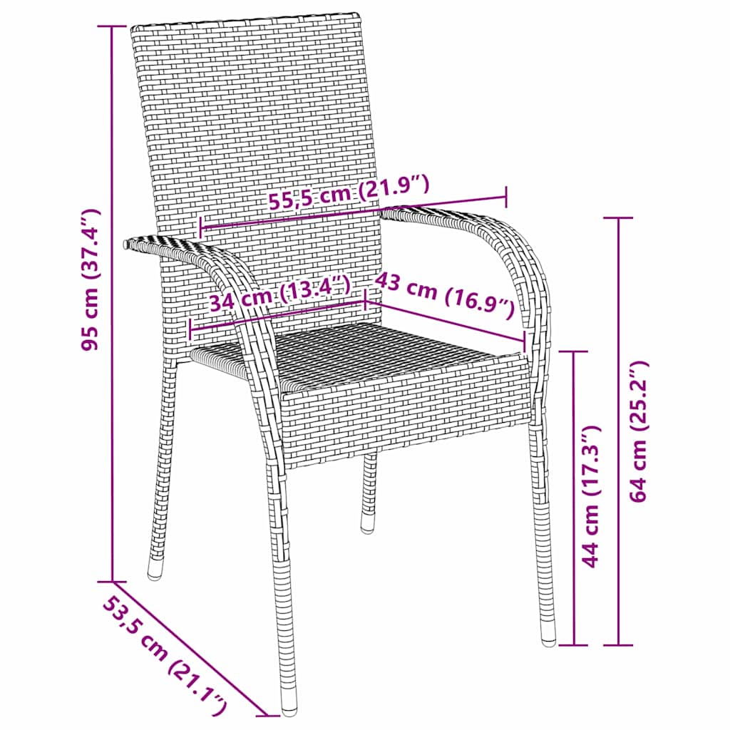 Set da Pranzo per Giardino 3 pcs Marrone Poly Rattan - homemem39