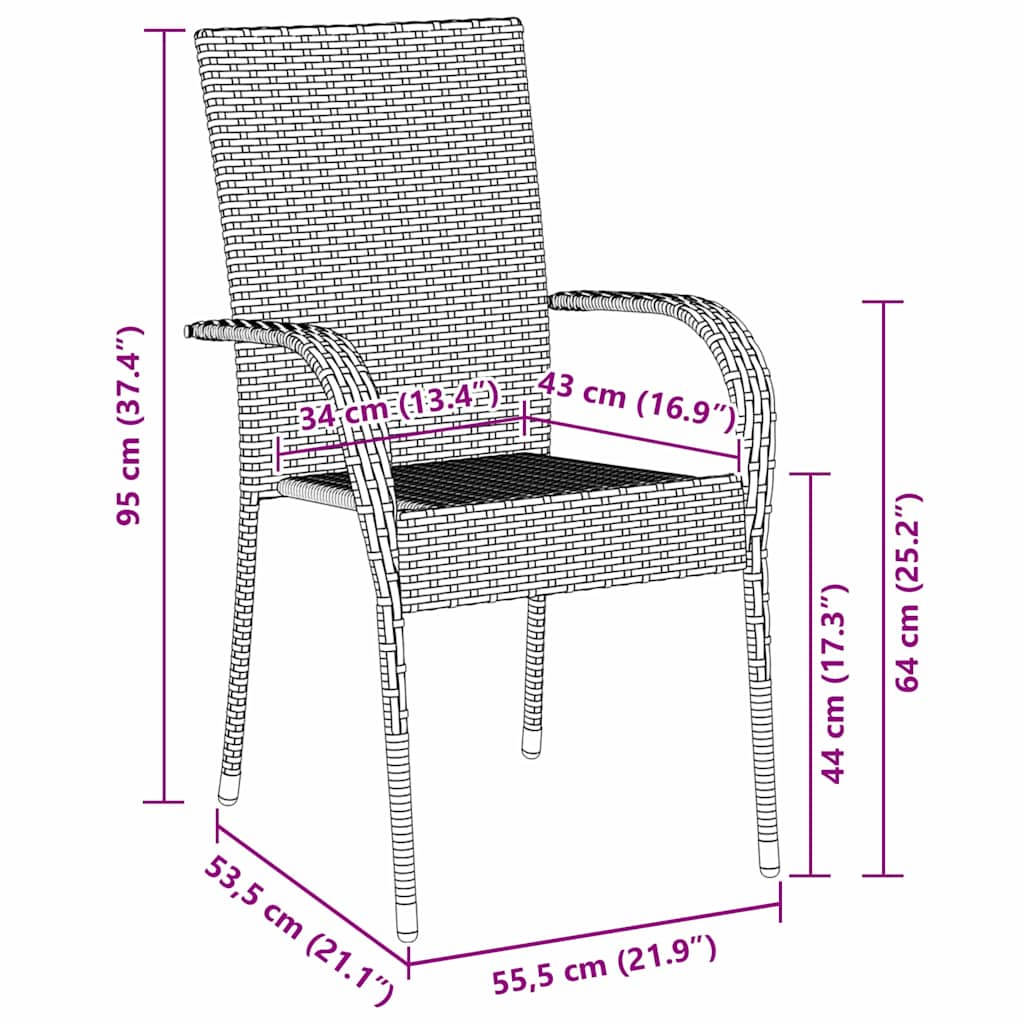 Set da Pranzo per Giardino 5 pcs Nero Poly Rattan - homemem39