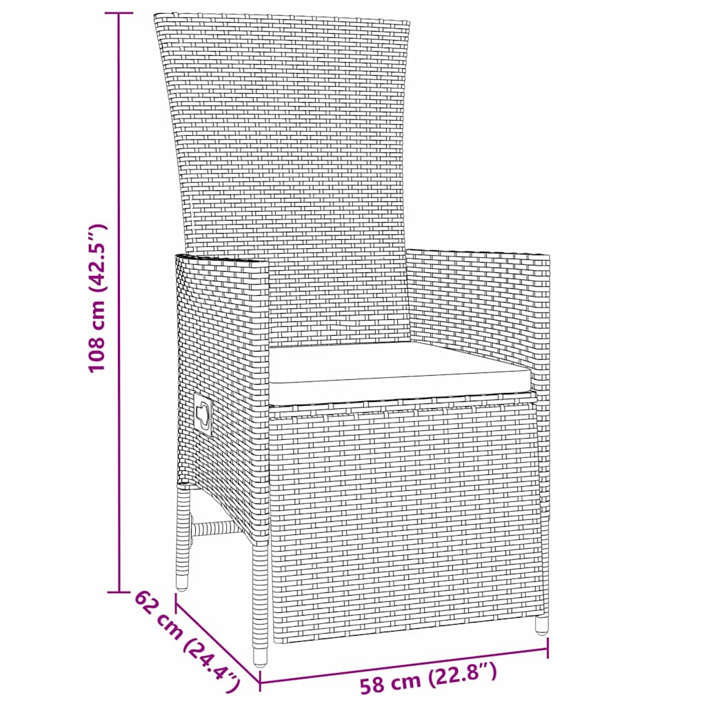Set da Pranzo per Giardino con cuscino 7 pcs Beige polyrattan - homemem39