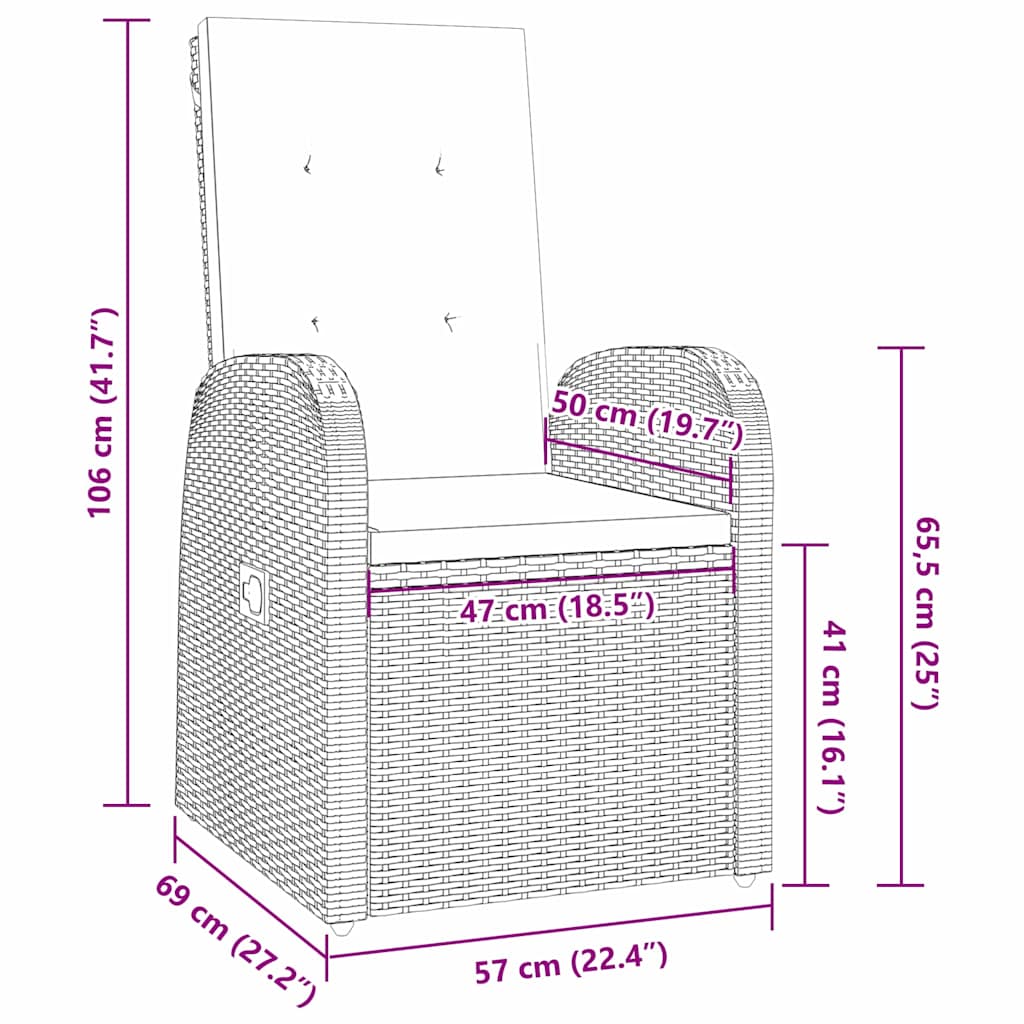Set da Pranzo per Giardino con cuscino 3 pcs Grigio polyrattan | homemem39