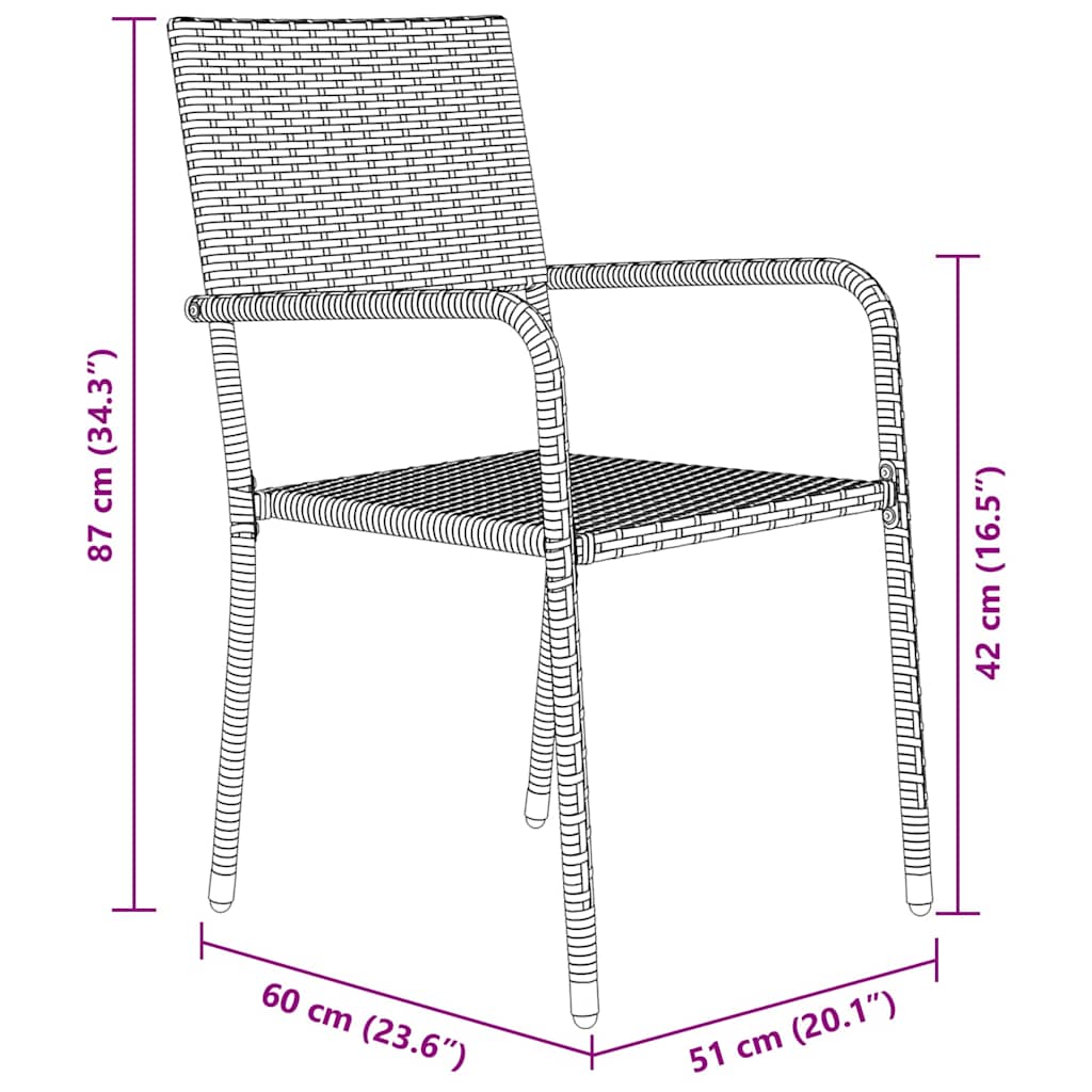 Set da Pranzo per Giardino 3 pcs Nero Poly Rattan - homemem39